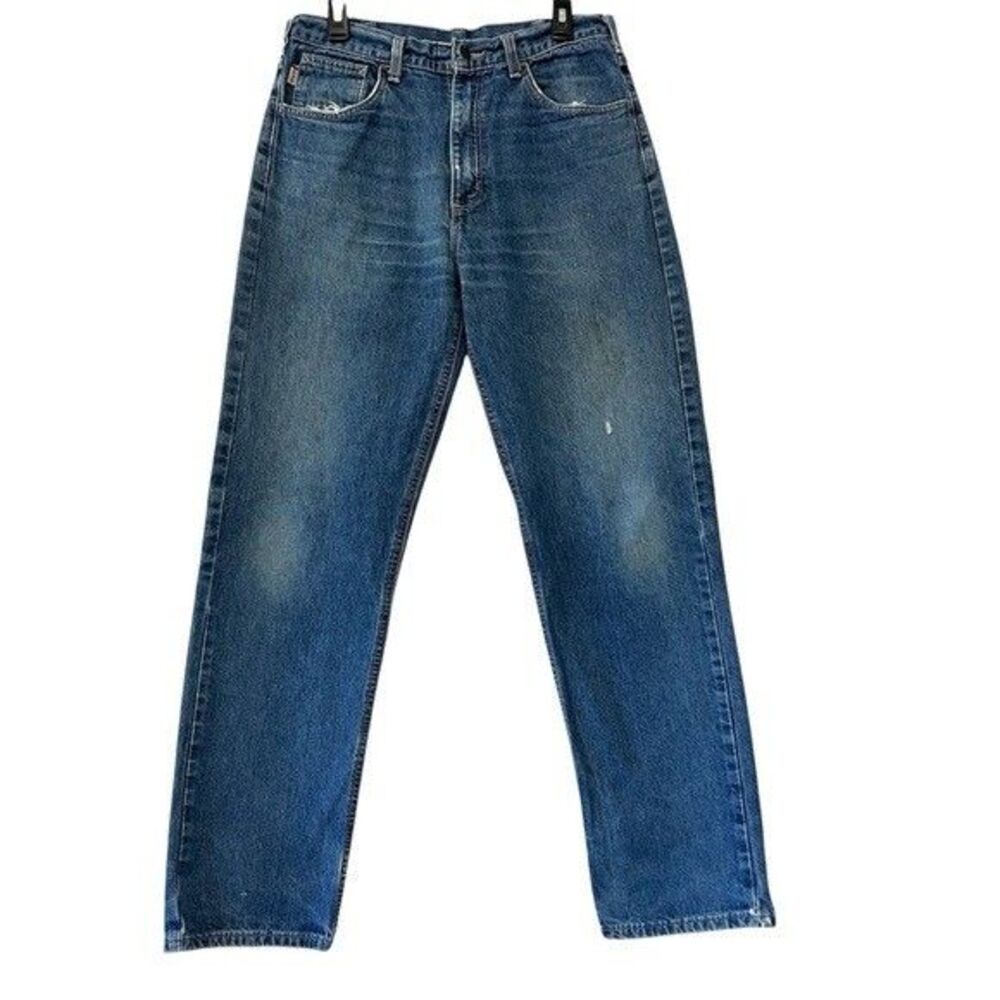 Carhartt 2112 Mens FR Cat 2 Blue 100% Cotton Jeans Size 33X34